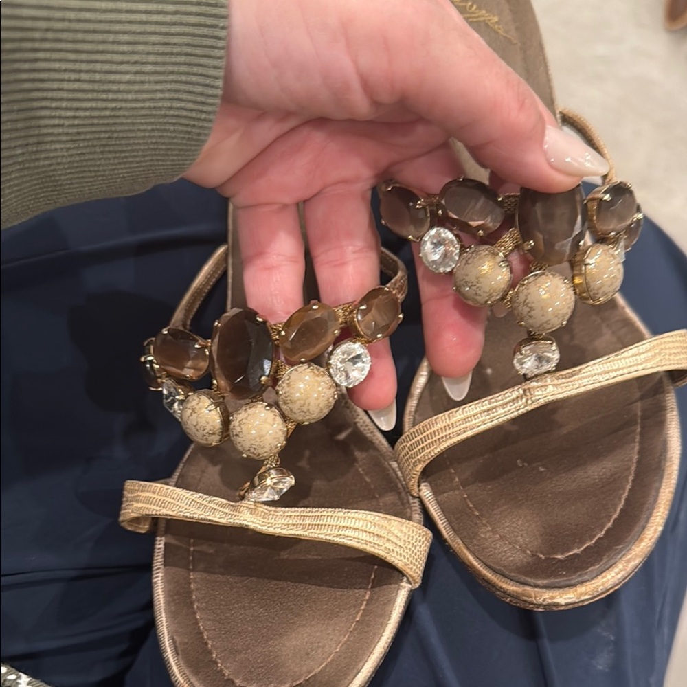 Elegant Gold and Brown Women's Sandals